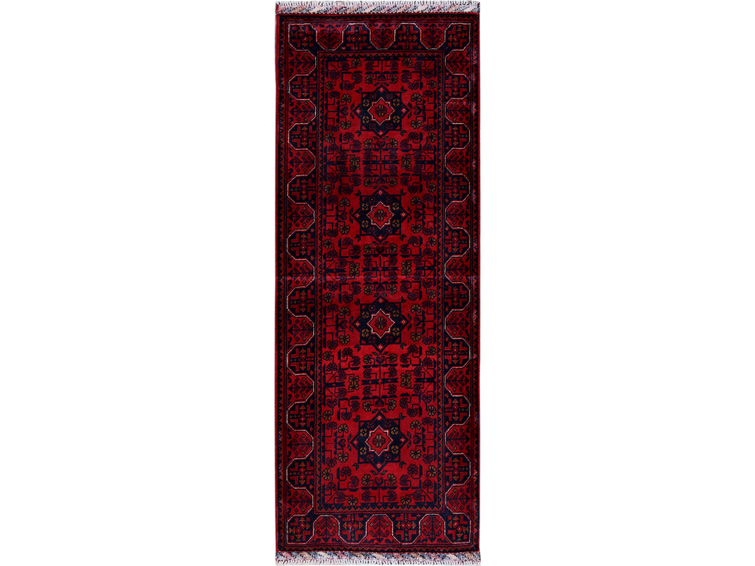 1'10" x 4'10" New Hand Knotted Red Wool Runner Oriental Rug - MOA102750