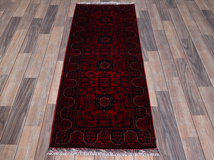 1'10" x 4'10" New Hand Knotted Red Wool Runner Oriental Rug - MOA102750
