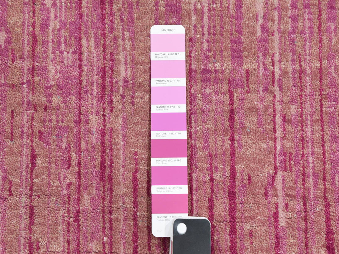 2'7" x 10'0" New Hand Knotted Pink Wool Runner Oriental Rug - MOA10275109