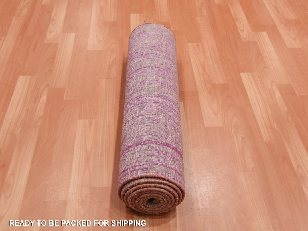 2'7" x 10'0" New Hand Knotted Pink Wool Runner Oriental Rug - MOA10275109