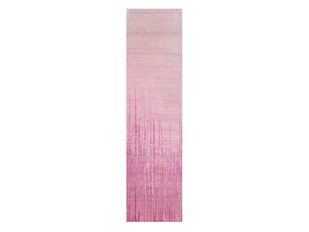 2'6" x 10'1" New Hand Knotted Pink Wool Runner Oriental Rug - MOA10275110