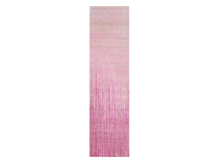 2'6" x 10'1" New Hand Knotted Pink Wool Runner Oriental Rug - MOA10275110