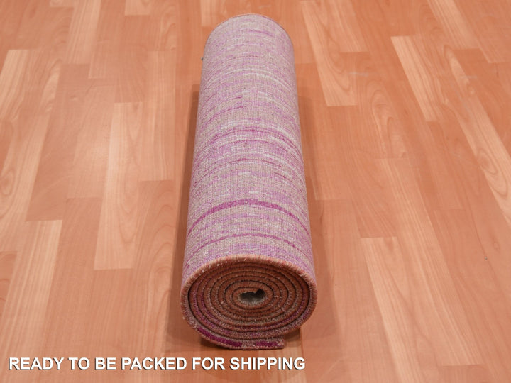 2'6" x 10'1" New Hand Knotted Pink Wool Runner Oriental Rug - MOA10275110
