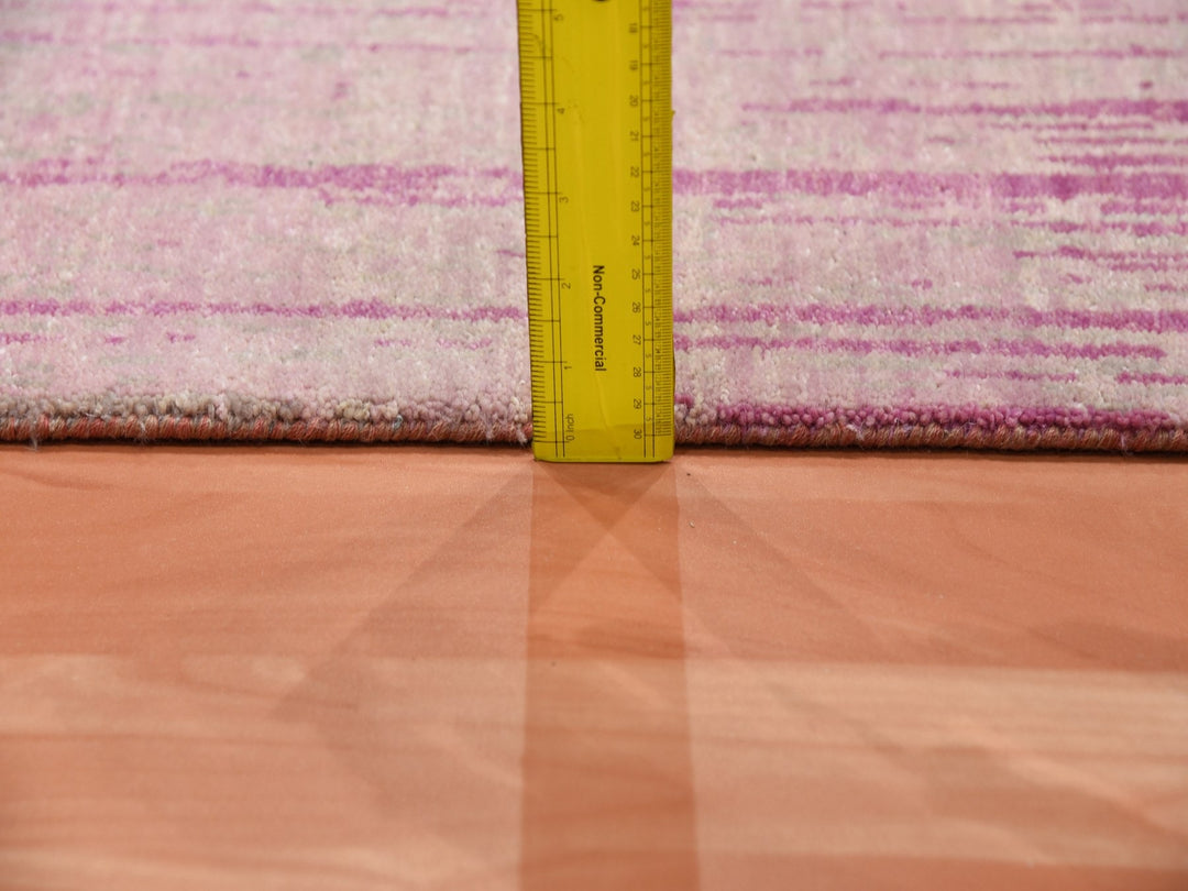 2'6" x 10'1" New Hand Knotted Pink Wool Runner Oriental Rug - MOA10275110