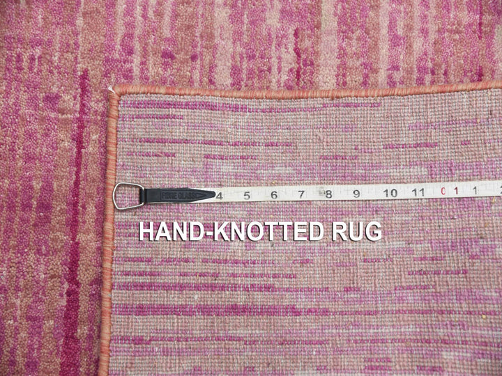 2'6" x 10'1" New Hand Knotted Pink Wool Runner Oriental Rug - MOA10275110