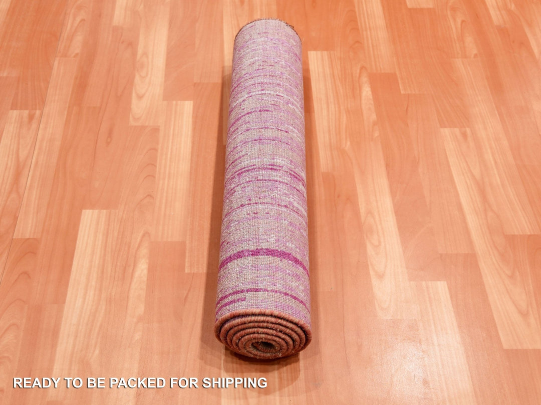 2'6" x 6'4" New Hand Knotted Pink Wool Runner Oriental Rug - MOA10275111