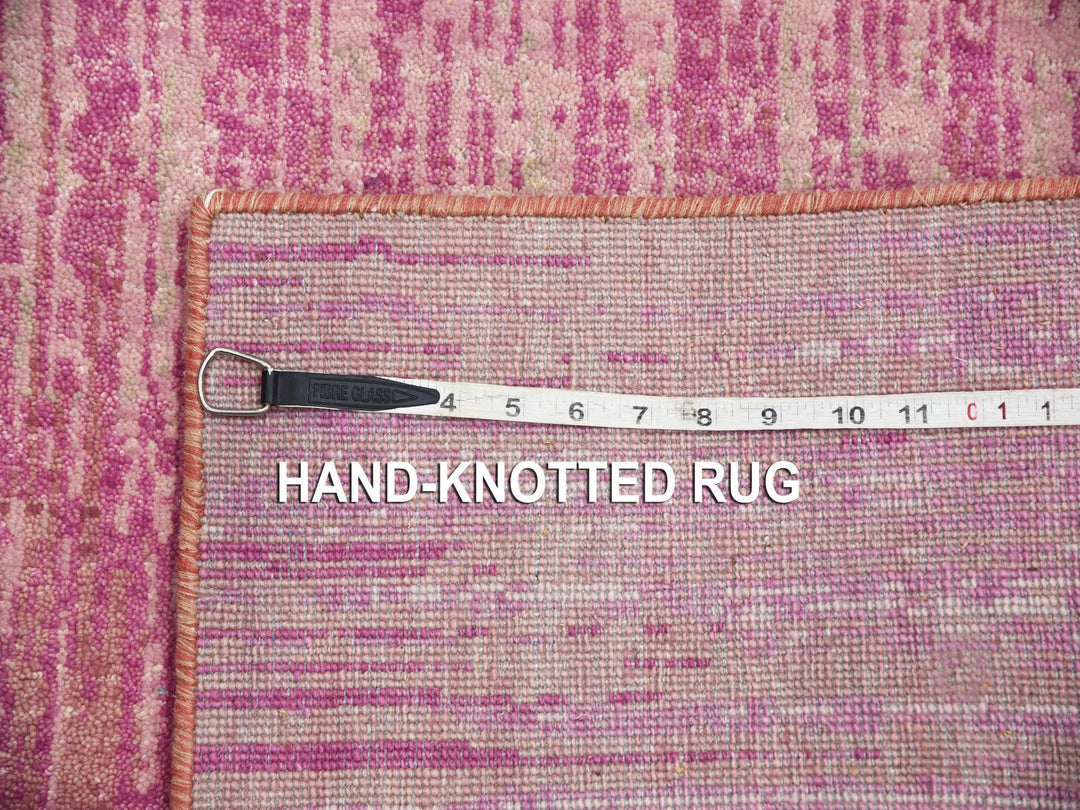 2'6" x 6'4" New Hand Knotted Pink Wool Runner Oriental Rug - MOA10275111