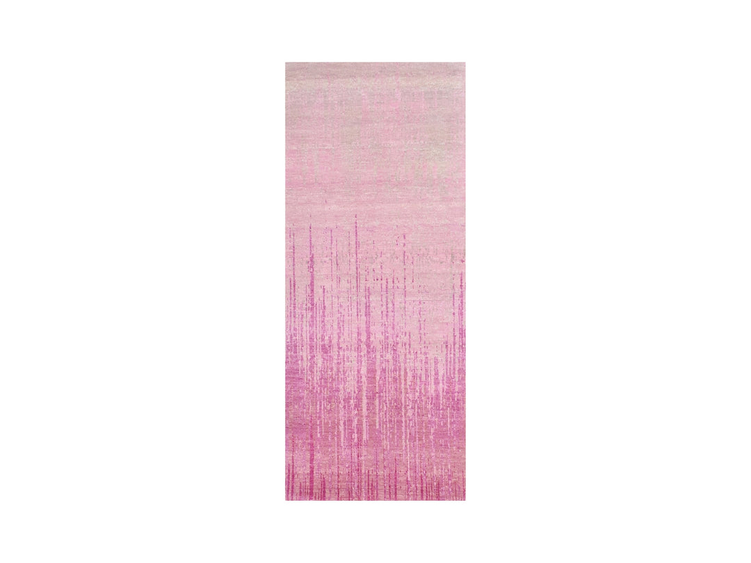 2'6" x 6'5" New Hand Knotted Pink Wool Runner Oriental Rug - MOA10275112