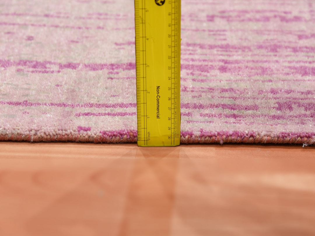 2'6" x 6'5" New Hand Knotted Pink Wool Runner Oriental Rug - MOA10275112