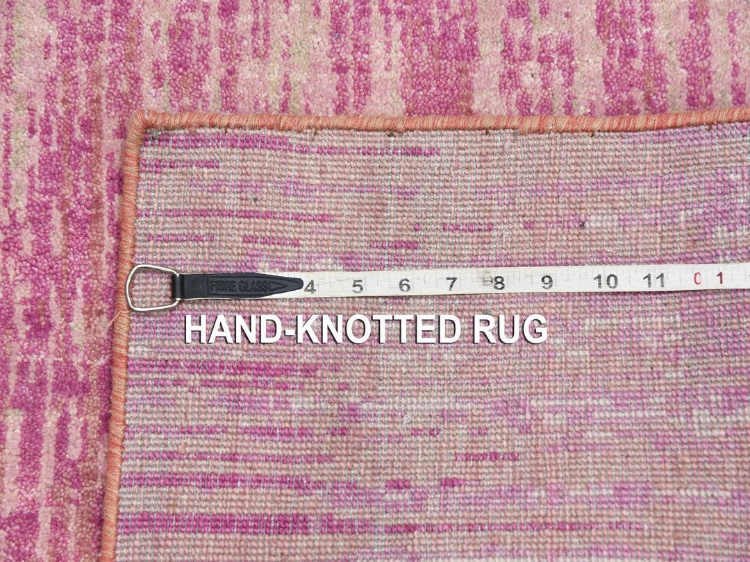 2'6" x 6'5" New Hand Knotted Pink Wool Runner Oriental Rug - MOA10275112