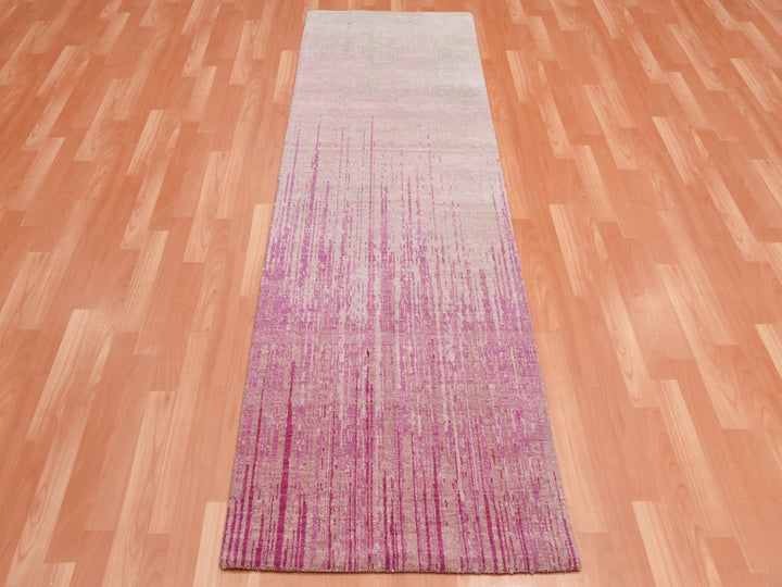 2'7" x 8'3" New Hand Knotted Pink Wool Runner Oriental Rug - MOA10275113