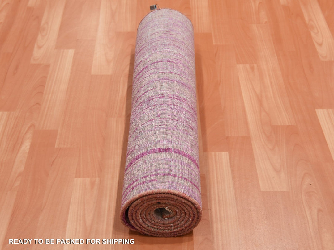 2'7" x 8'3" New Hand Knotted Pink Wool Runner Oriental Rug - MOA10275113