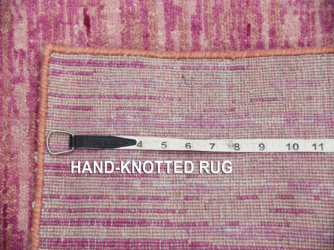 2'7" x 8'3" New Hand Knotted Pink Wool Runner Oriental Rug - MOA10275113