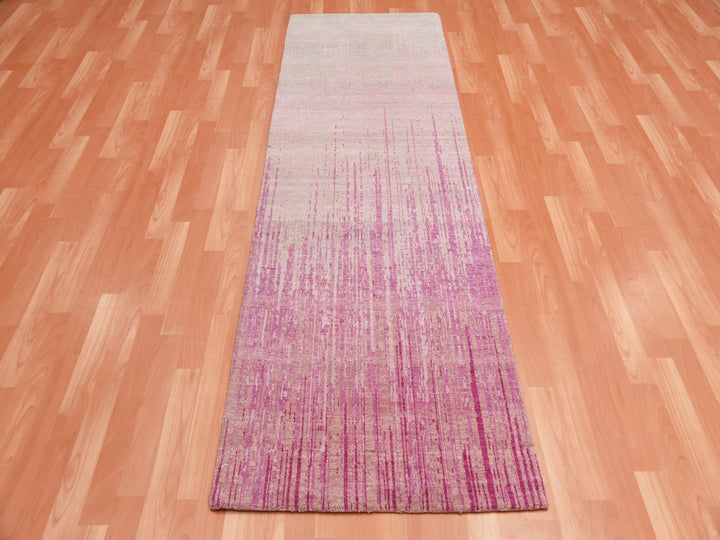 2'7" x 8'4" New Hand Knotted Pink Wool Runner Oriental Rug - MOA10275114