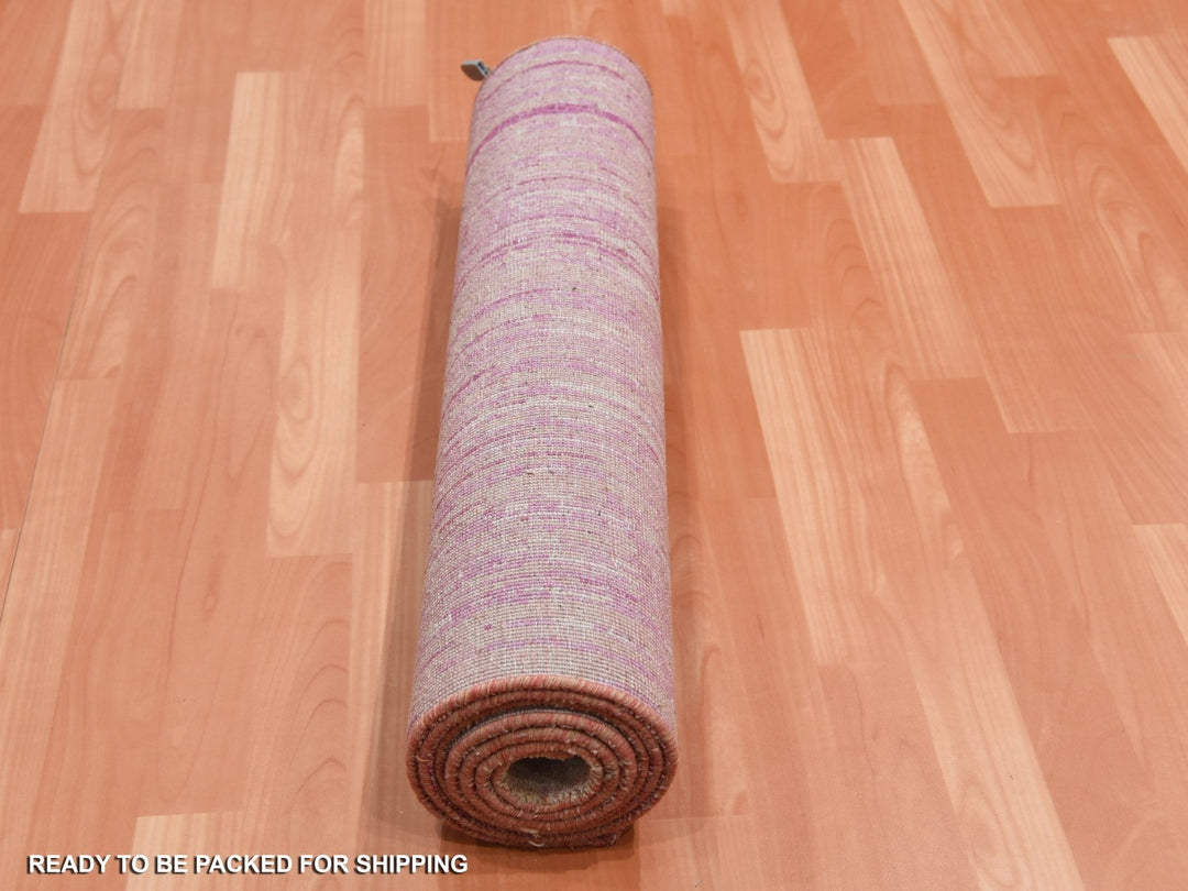 2'7" x 8'4" New Hand Knotted Pink Wool Runner Oriental Rug - MOA10275114