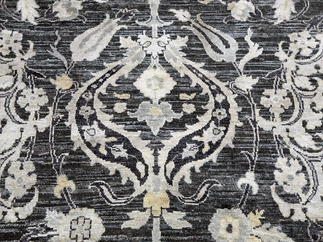 8'2" x 10'0" New Hand Knotted Blue Wool & Sari Silk Rectangle Oriental Rug - MOA10275121