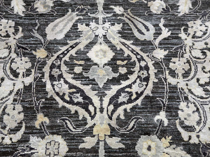 8'2" x 10'0" New Hand Knotted Blue Wool & Sari Silk Rectangle Oriental Rug - MOA10275121