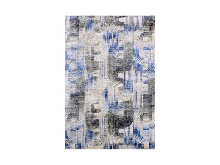 6'0" x 9'0" New Hand Knotted Blue Wool & Silk Rectangle Oriental Rug - MOA10275128