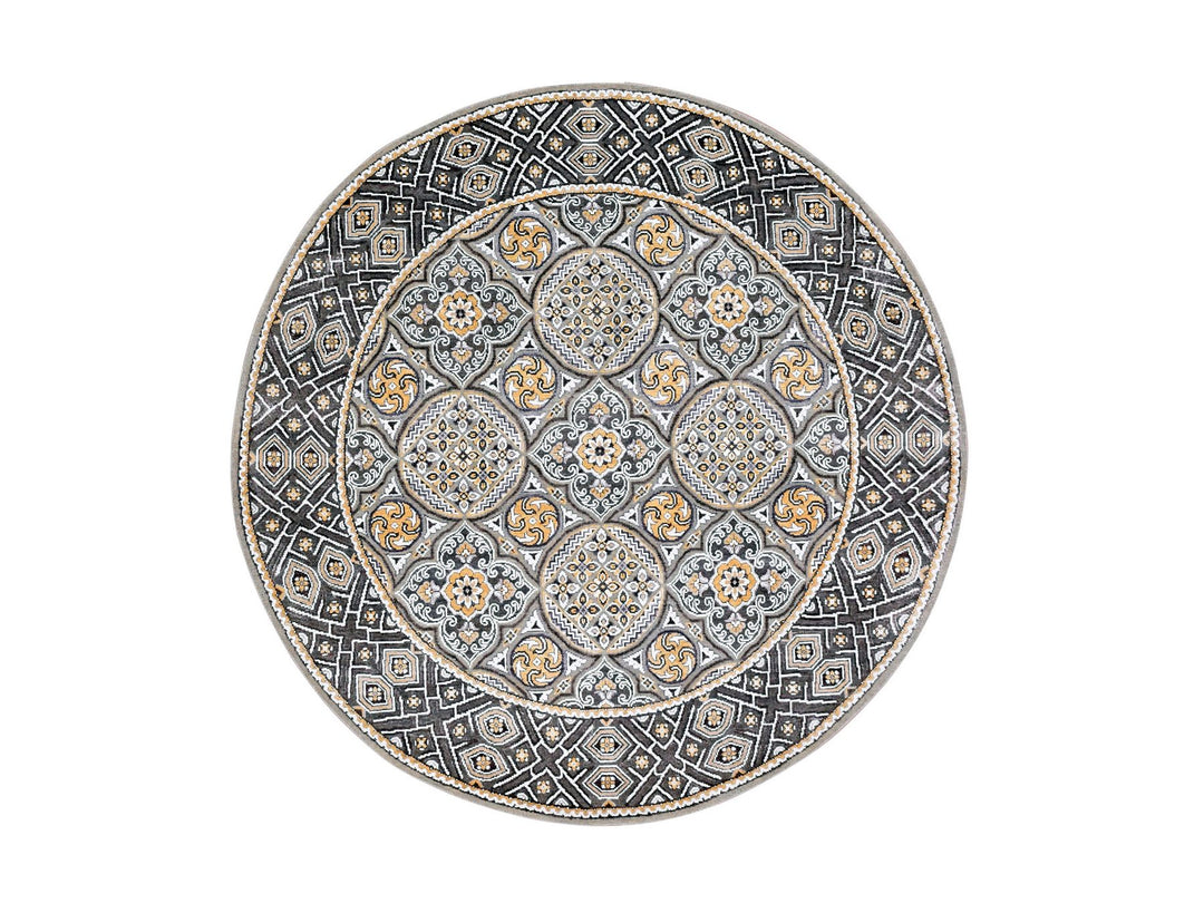 6'2" x 6'2" New Hand Knotted Brown Wool & Pure Silk Round Oriental Rug - MOA10275129