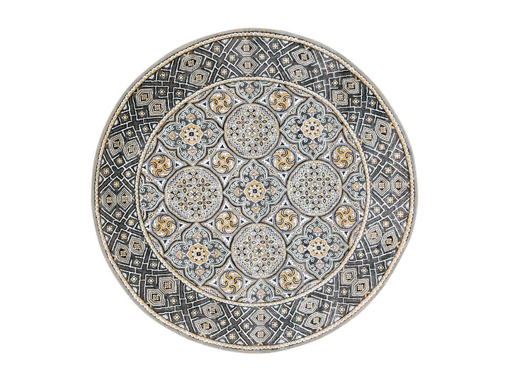 6'1" x 6'1" New Hand Knotted Brown Wool & Silk Round Oriental Rug - MOA10275130
