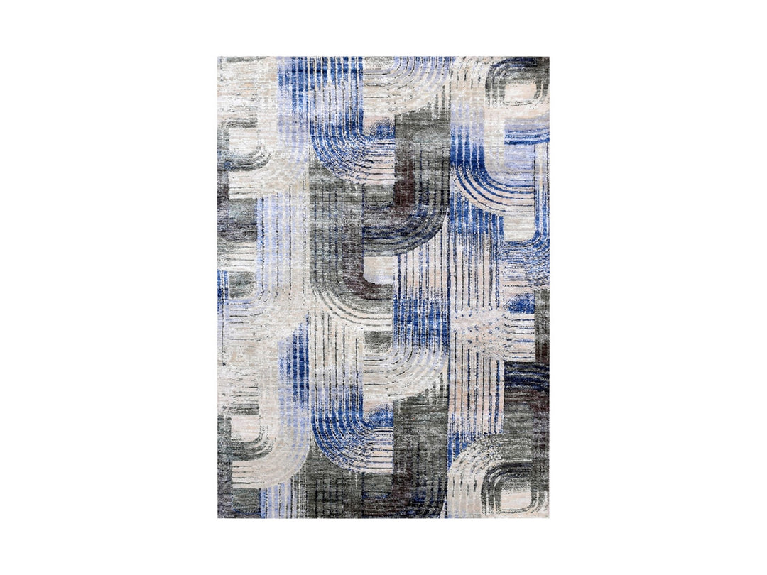 4'0" x 6'1" New Hand Knotted Blue Wool & Silk Rectangle Oriental Rug - MOA10275131