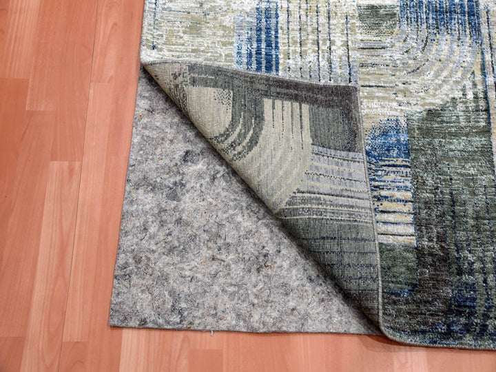 4'0" x 6'1" New Hand Knotted Blue Wool & Silk Rectangle Oriental Rug - MOA10275131