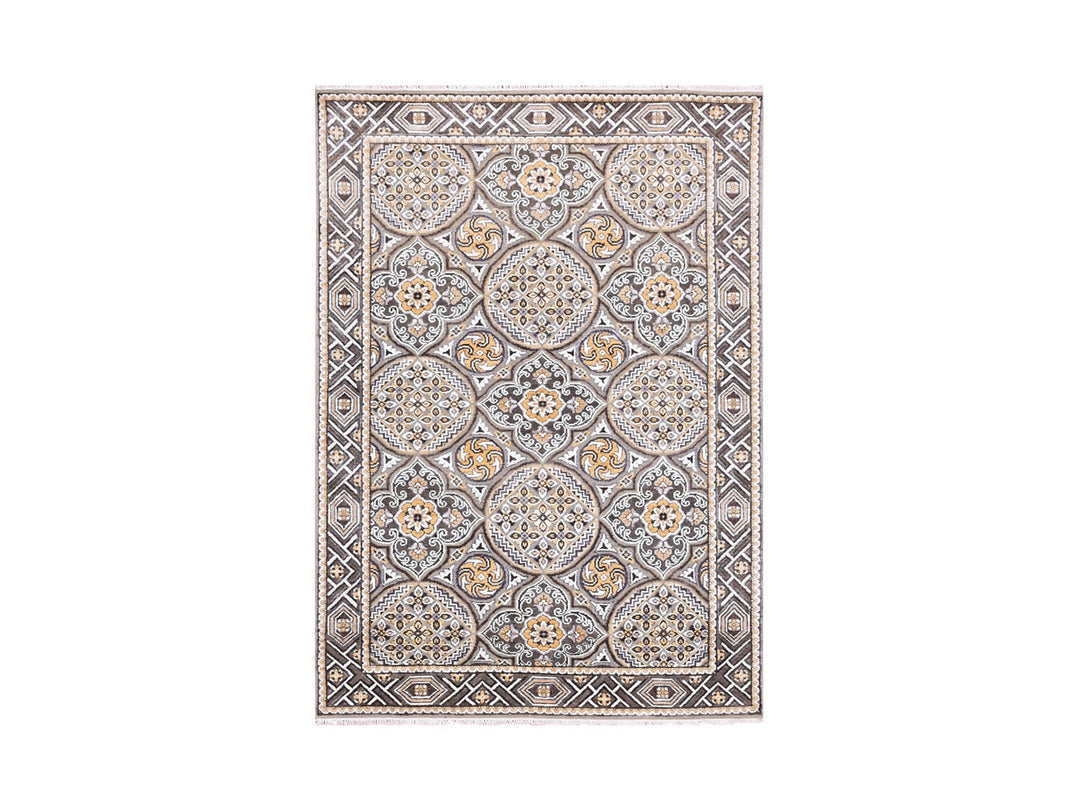 4'0" x 6'2" New Hand Knotted Brown Wool & Silk Rectangle Oriental Rug - MOA10275132