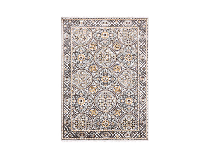 4'0" x 6'2" New Hand Knotted Brown Wool & Silk Rectangle Oriental Rug - MOA10275132