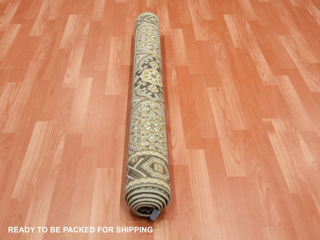 4'0" x 6'2" New Hand Knotted Brown Wool & Silk Rectangle Oriental Rug - MOA10275132