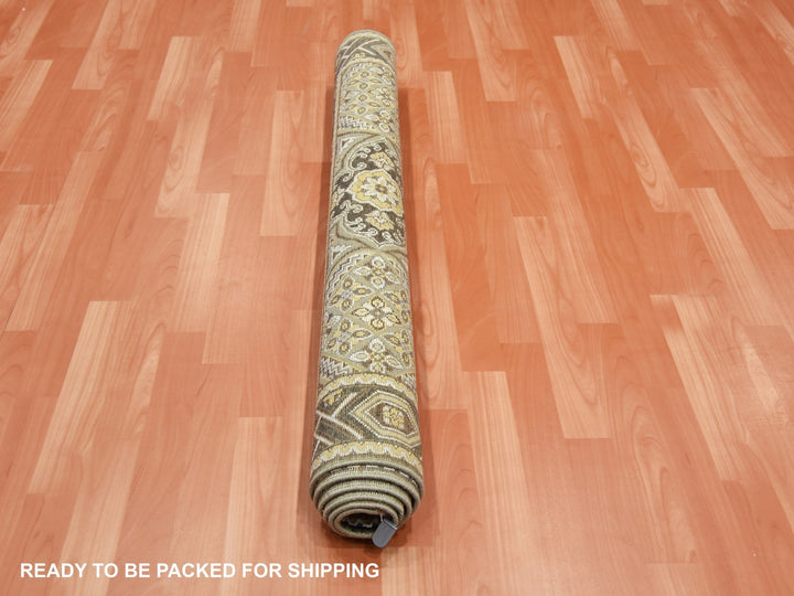 4'0" x 6'2" New Hand Knotted Brown Wool & Silk Rectangle Oriental Rug - MOA10275132