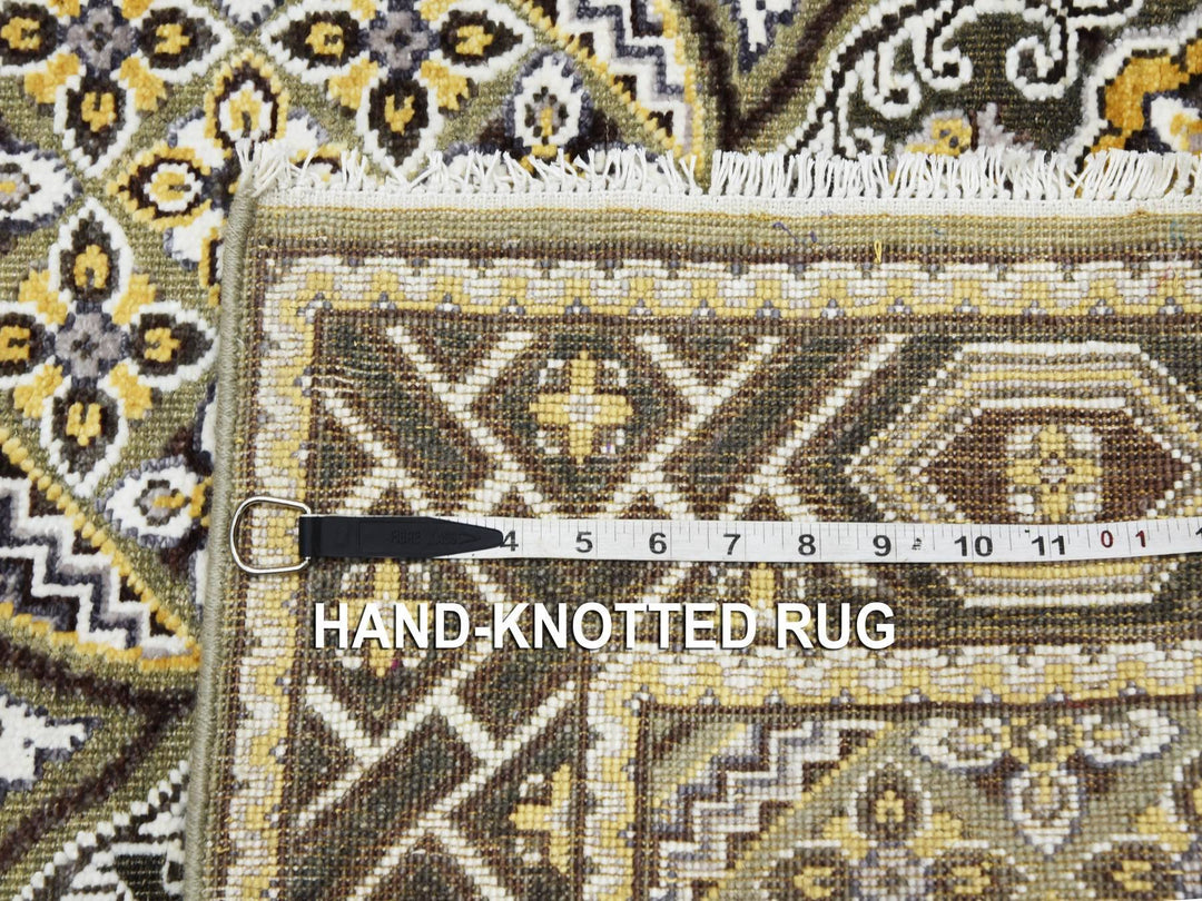 4'0" x 6'2" New Hand Knotted Brown Wool & Silk Rectangle Oriental Rug - MOA10275132