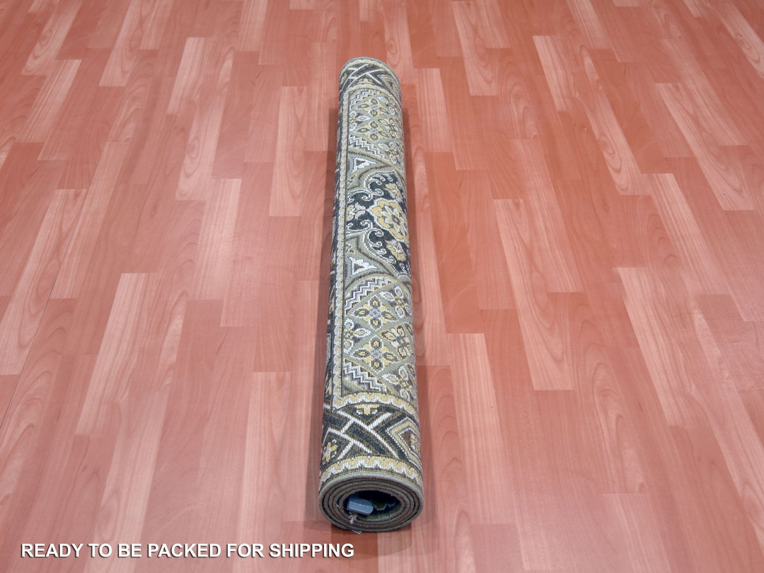4'0" x 6'2" New Hand Knotted Brown Wool & Silk Rectangle Oriental Rug - MOA10275133