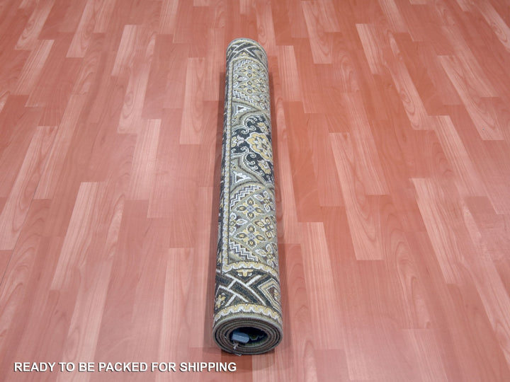 4'0" x 6'2" New Hand Knotted Brown Wool & Silk Rectangle Oriental Rug - MOA10275133