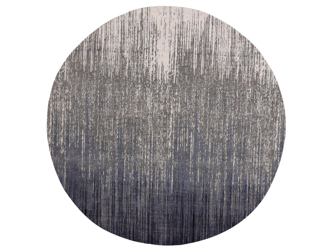 9'0" x 9'1" New Hand Knotted Blue Wool Round Oriental Rug - MOA10275142