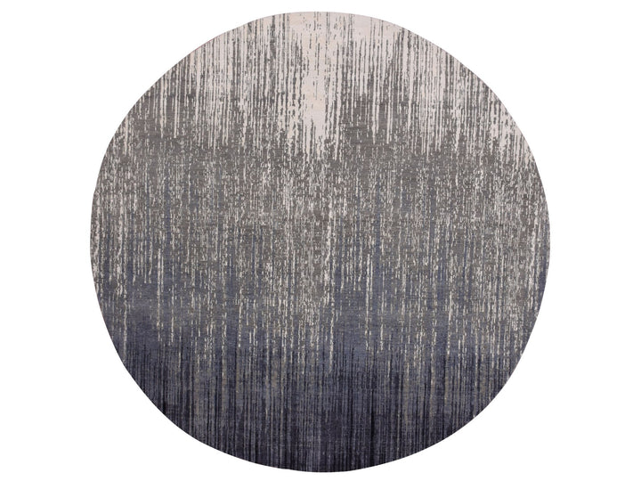 9'0" x 9'1" New Hand Knotted Blue Wool Round Oriental Rug - MOA10275142