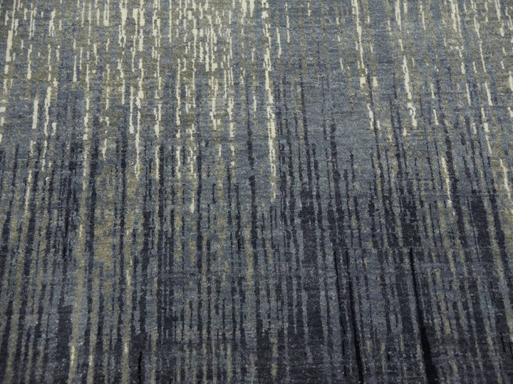 9'0" x 9'1" New Hand Knotted Blue Wool Round Oriental Rug - MOA10275142