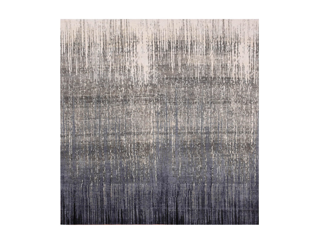 8'0" x 8'4" New Hand Knotted Grey Wool Square Oriental Rug - MOA10275143
