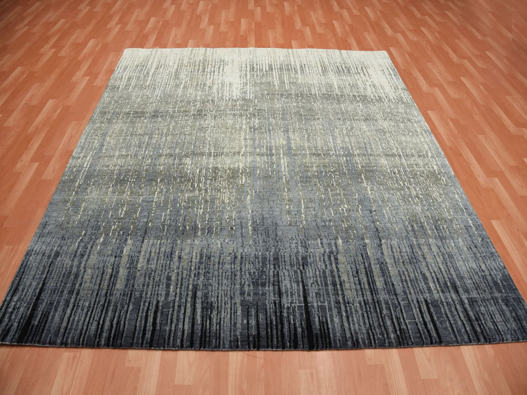 8'0" x 8'4" New Hand Knotted Grey Wool Square Oriental Rug - MOA10275143