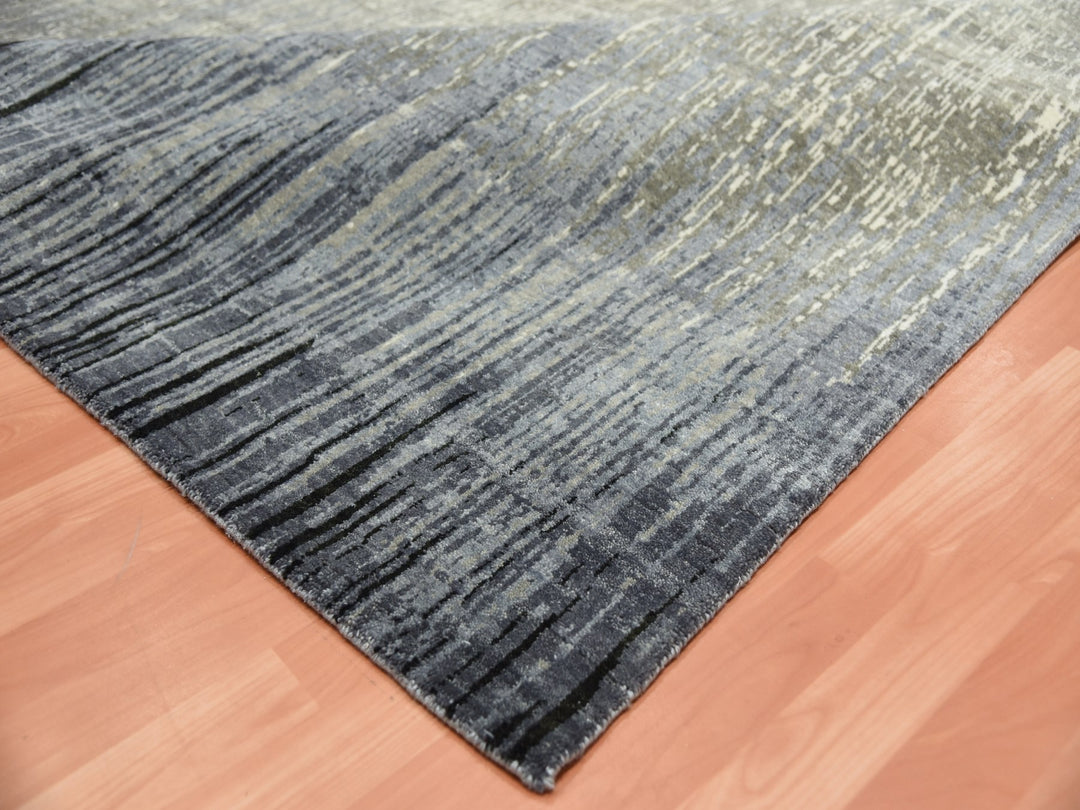 8'0" x 8'4" New Hand Knotted Grey Wool Square Oriental Rug - MOA10275143