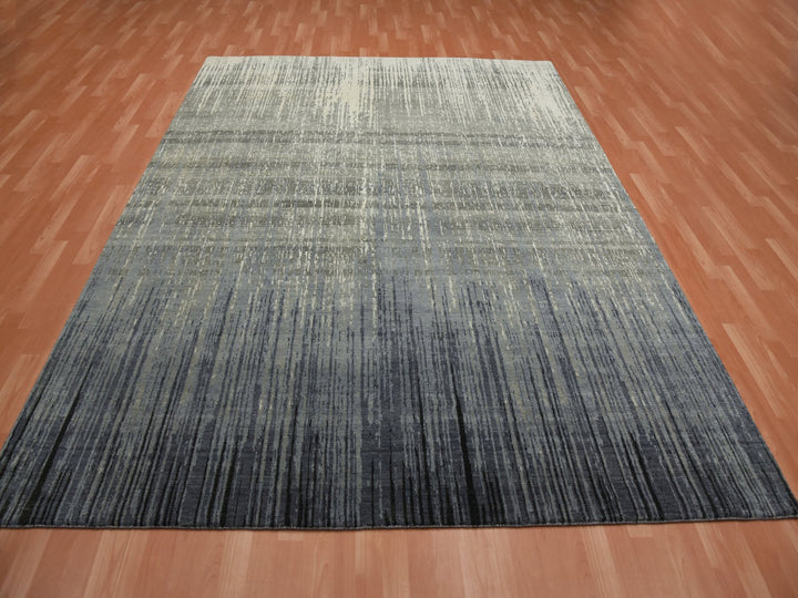 8'0" x 10'3" New Hand Knotted Grey Wool Rectangle Oriental Rug - MOA10275144