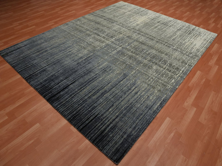 8'0" x 10'3" New Hand Knotted Grey Wool Rectangle Oriental Rug - MOA10275144