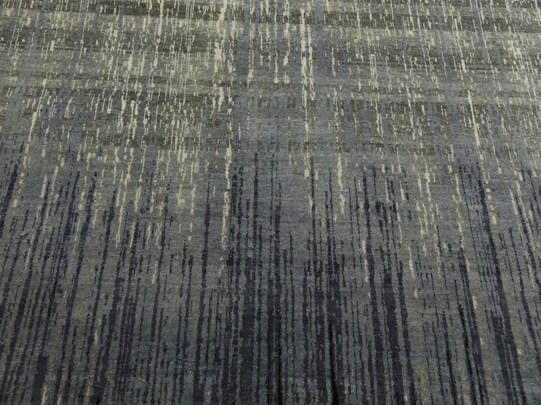 8'0" x 10'3" New Hand Knotted Grey Wool Rectangle Oriental Rug - MOA10275144