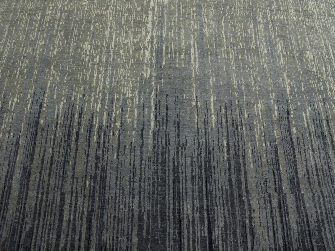 7'10" x 8'1" New Hand Knotted Grey Wool Round Oriental Rug - MOA10275145