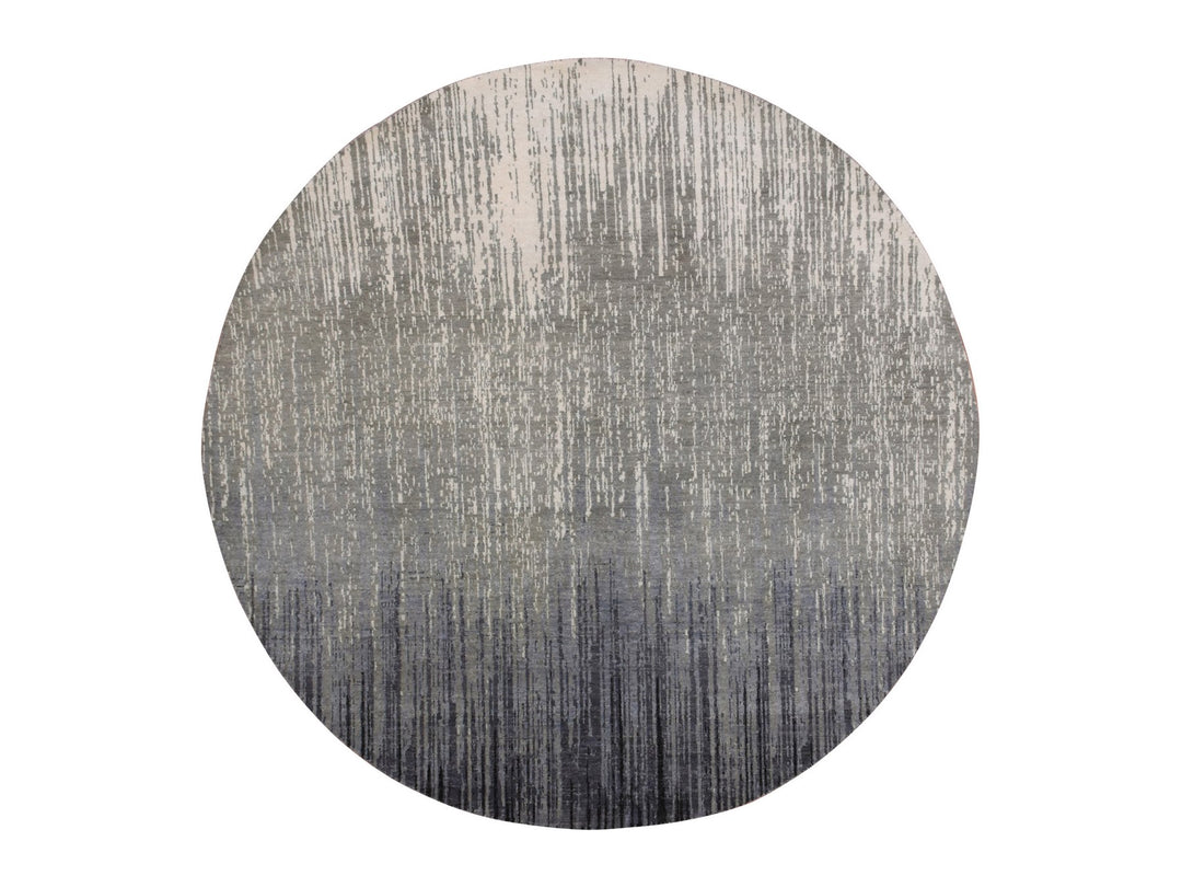 7'0" x 7'2" New Hand Knotted Grey Wool Round Oriental Rug - MOA10275147