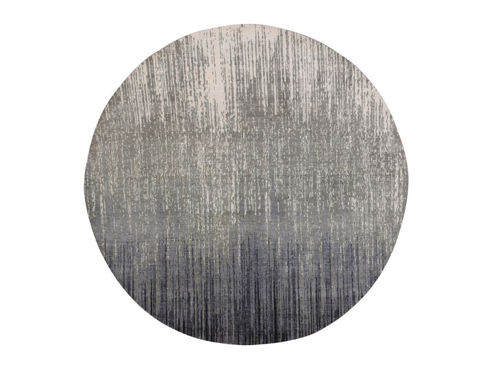 7'0" x 7'2" New Hand Knotted Grey Wool Round Oriental Rug - MOA10275147