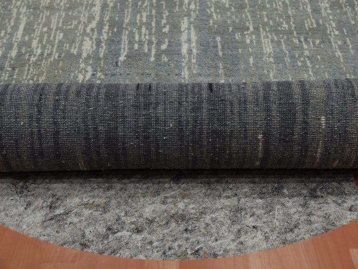 7'0" x 7'2" New Hand Knotted Grey Wool Round Oriental Rug - MOA10275147