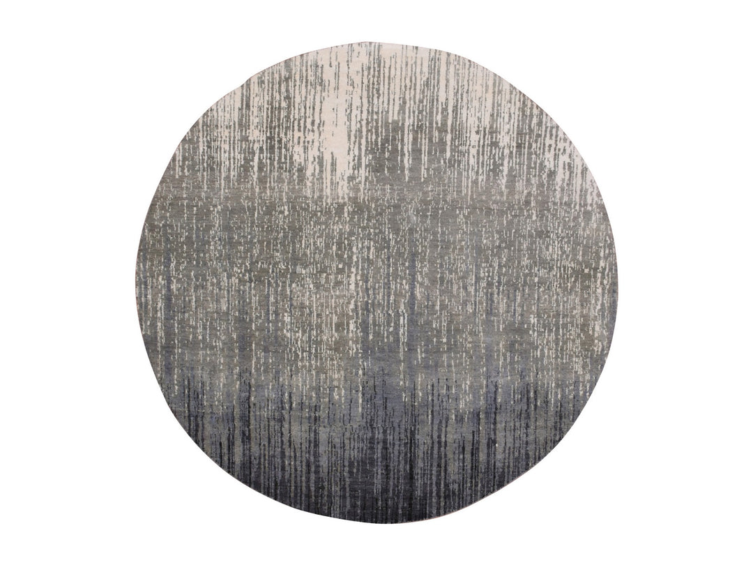 6'0" x 6'0" New Hand Knotted Grey Wool Round Oriental Rug - MOA10275148