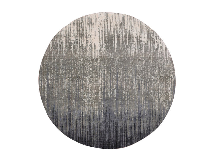 6'0" x 6'0" New Hand Knotted Grey Wool Round Oriental Rug - MOA10275148