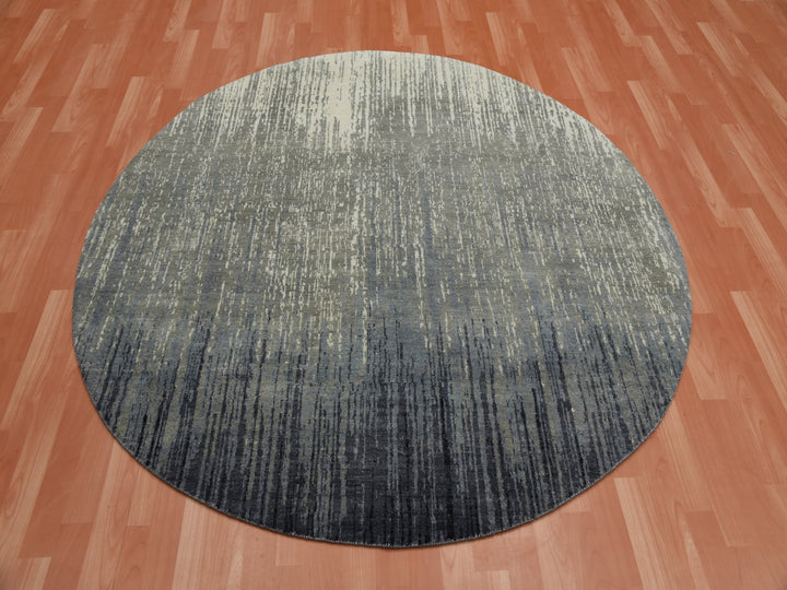 6'0" x 6'0" New Hand Knotted Grey Wool Round Oriental Rug - MOA10275148