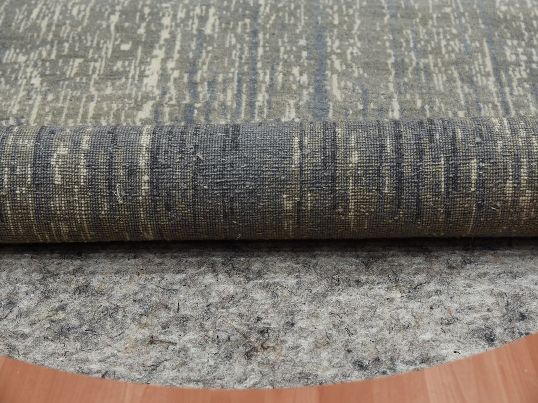 6'0" x 6'0" New Hand Knotted Grey Wool Round Oriental Rug - MOA10275148